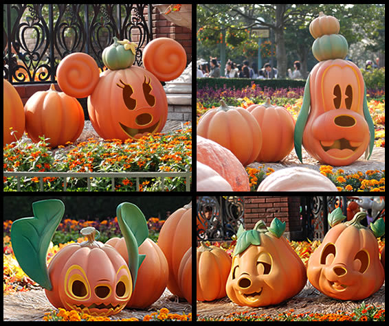 ディズニーのカラクター顔のかぼちゃ