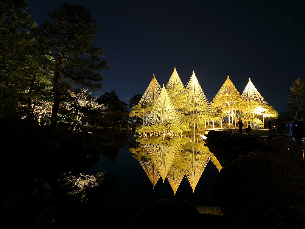兼六園 冬の段 ライトアップ 唐崎松雪吊り 七福神山など 金沢から発信のブログ 風景と花と鳥など