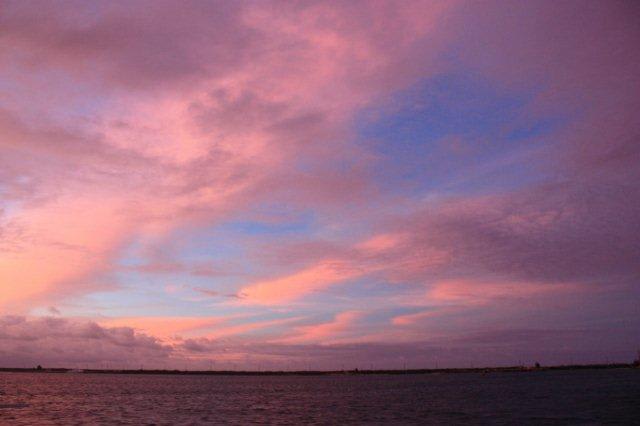 ピンク色に染まる夕焼け空 流れのままに