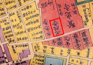 水野家時代の福山城下地図の赤枠で囲んだところが光政寺
