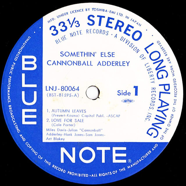 ジャズ サックス Lp キャノンボール アダレイ Cannonball Adderley Somethin Else Blue Note Lnj マイルス デイヴィス ディヴァインレコード 中古専門レコード店 買取と販売 名古屋市中区新栄