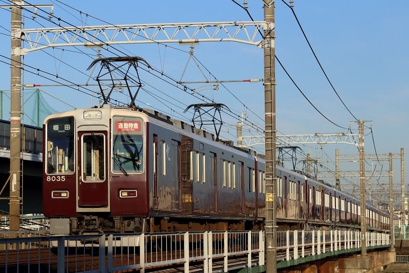 阪急神戸線の10連特急を撮影～神崎川付近にて_17/12/18 - 80年生