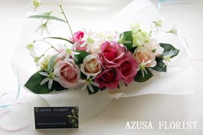 薔薇のアートフラワーアレンジ アーティフィシャルフラワー プリザーブドフラワー Azusa Florist