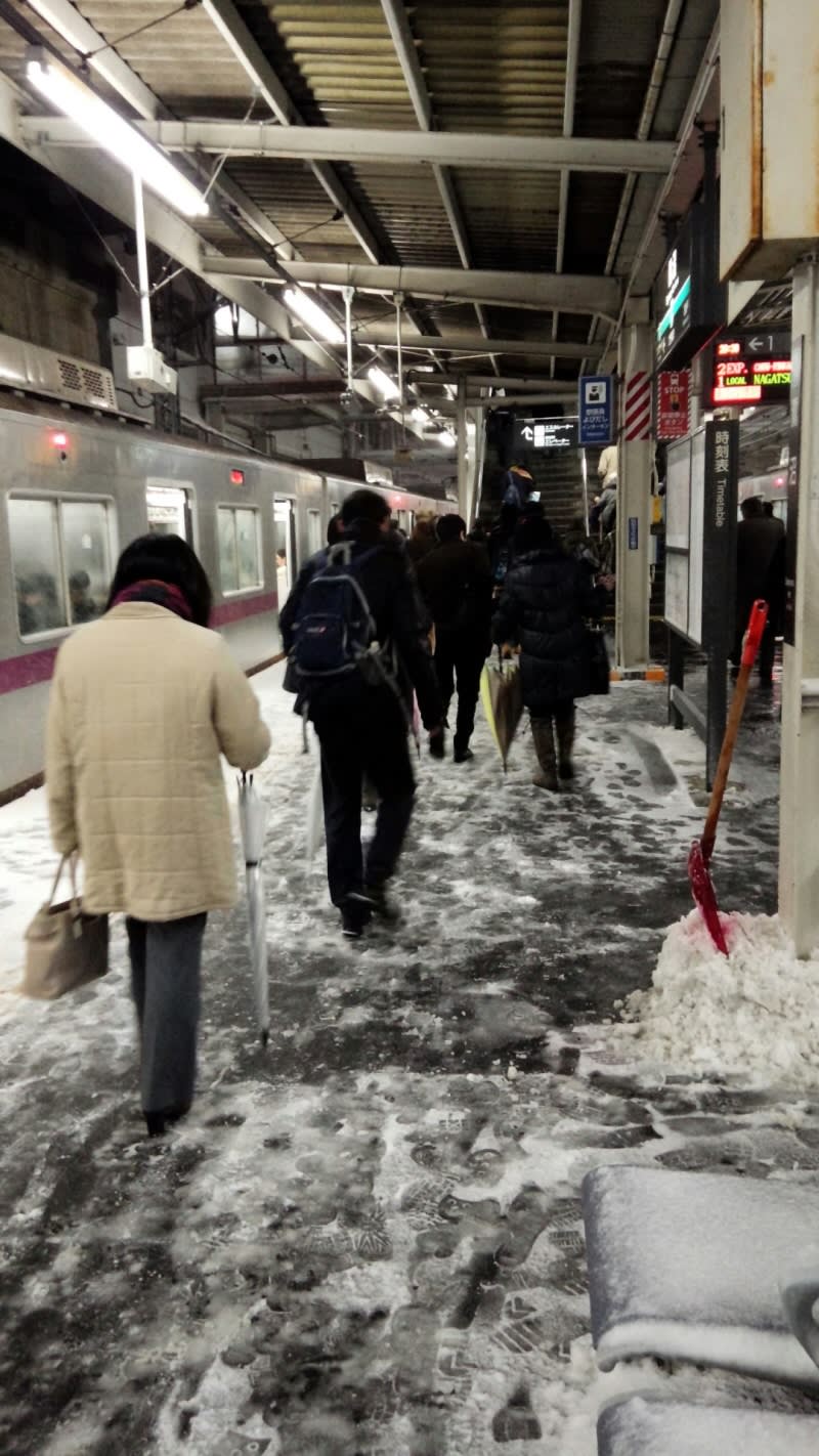 大雪吹き込む東急田園都市線 鷺沼駅下りホーム 鉄道趣味的時間