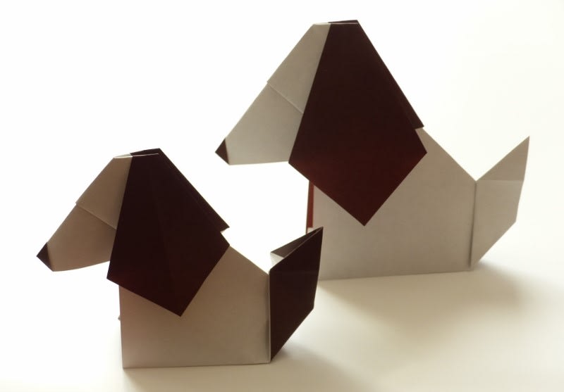 折り紙 干支 ２枚で作る立体的な犬 えつこのマンマダイアリー