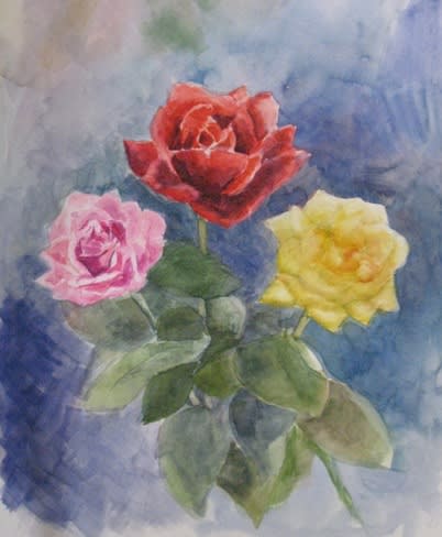 花の練習 15 バラ その1 F(6) - 水彩画を友として ： 旧退職おじさんの水彩画日記