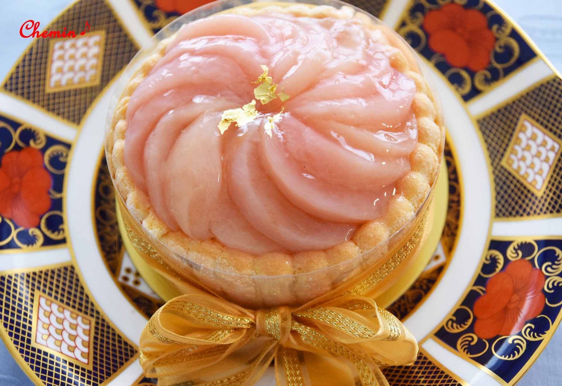 桃のシャルロットケーキ 金婚式のお祝いに Chemin お菓子の小径 シュマン おかしのこみち