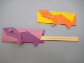 リオプレウロドン 恐竜 の箸袋おりがみ 創作折り紙の折り方