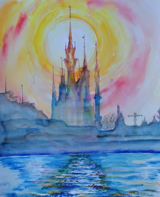 ディズニーランドのシンデレラ城に初日の出 絵 64 シューテの世界
