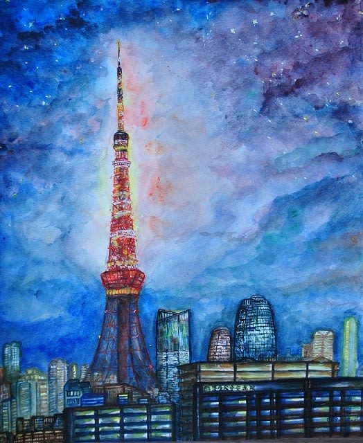東京タワーと星空 絵 62 シューテの世界