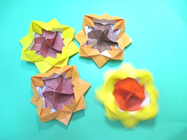 おりがみ ヒマワリゴマ ひまわりのこま 折り方動画 創作折り紙の折り方