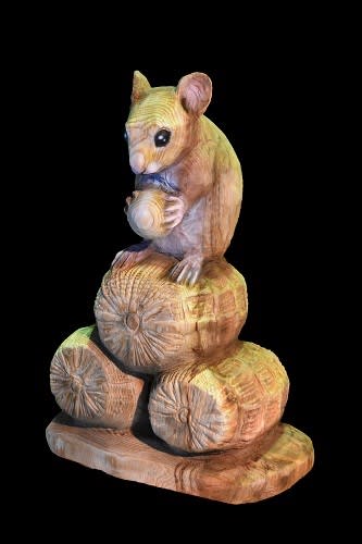 干支 ネズミ 子 注文品彫刻18 Chainsaw Art Japan ケイジの仕事記録