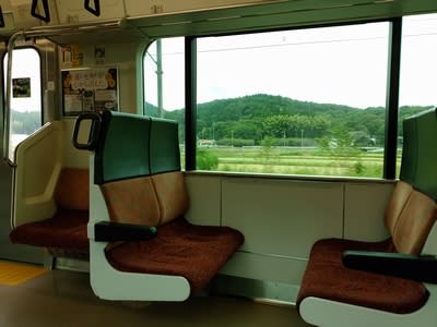 日中のJR水戸線の列車の車内
