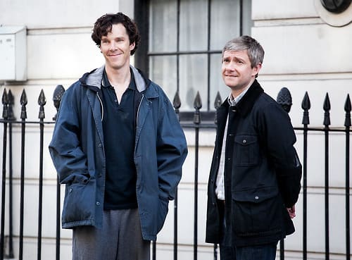 c Sherlock Filming In London Political Messages シャーロック カンバーバッチ Powder Blue Sky