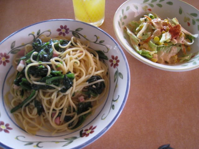 青菜とベーコンのスパゲティセット