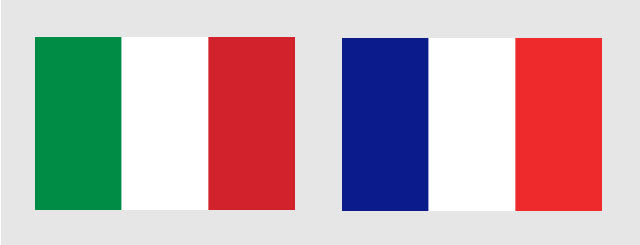 イタリアの国旗とフランスの国旗 オリンピックのトリビア