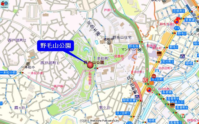 野毛山公園付近の地図"