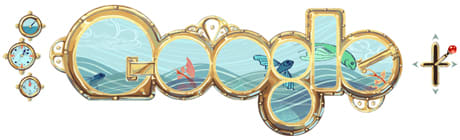 Google　ジュール・ヴェルヌの誕生日記念ロゴ