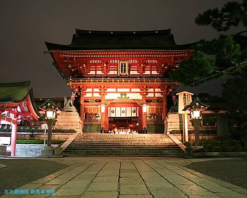 京都観光 薄暮の八坂神社と月夜の伏見稲荷大社 北大路機関