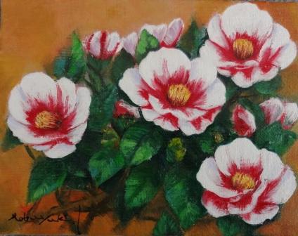 りねん様限定 絵画「白椿」油絵 油彩画 植物画 原画 F8 白椿」油絵 油彩画 植物画 原画 F8 りねん様限定 絵画「白椿」