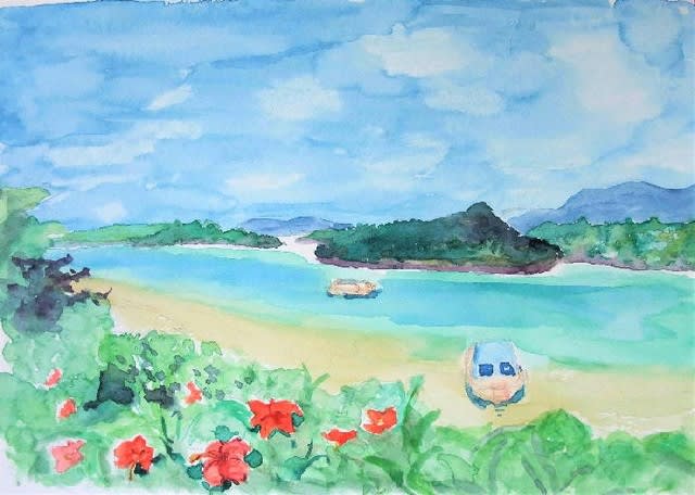 沖縄の海 生徒さんの絵 バイオレットのお絵かき ダイアリー