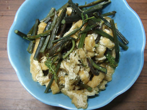 油揚げとわらびの煮付け、京味風