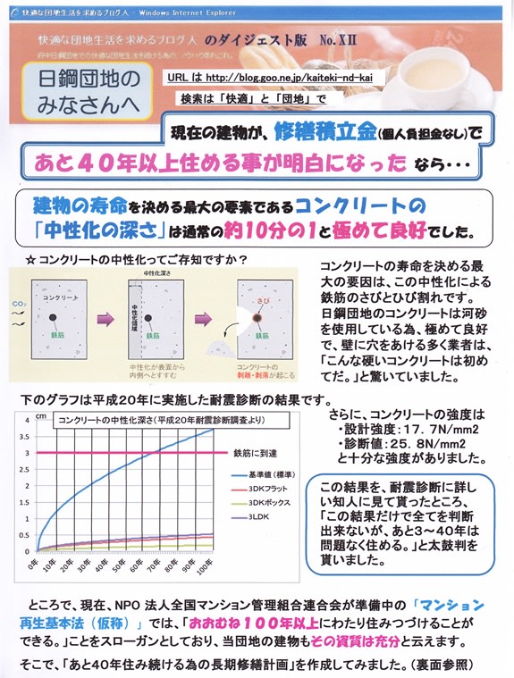 本ブログのダイジェスト版と 日鋼団地を守る会からのお知らせ を発行しました 快適な団地生活を求めるブログ人