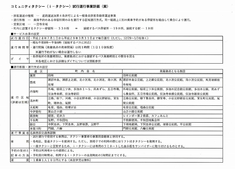 一宮市でコミュニティタクシー運行へ Mitakeつれづれなる抄