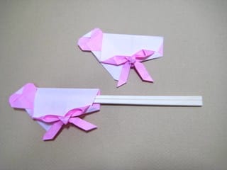 ハートとリボンの箸袋おりがみ 創作折り紙の折り方