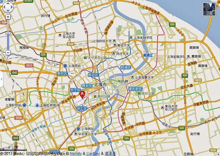 旧フランス租界の高級住宅地 A 印が武康路 Jingshangの上海武康路散策 立山日和