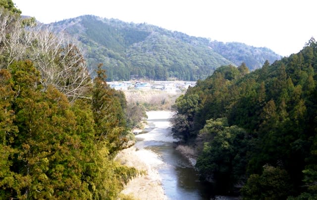 野添大橋から眺めた、宮川に合流する藤川の河口