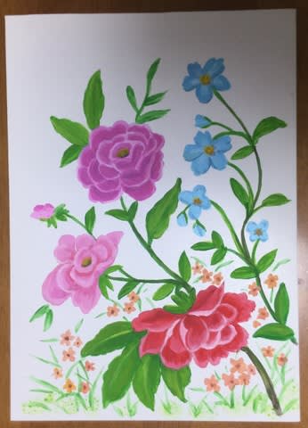 アクリル絵の具で花のイラスト 草花図
