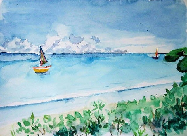 沖縄の海 生徒さんの絵 バイオレットのお絵かき ダイアリー