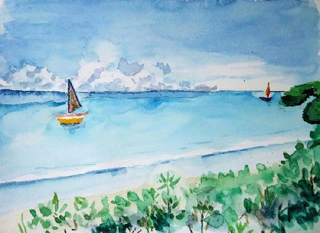 沖縄の海 生徒さんの絵 バイオレットのお絵かき ダイアリー 沖縄の海 生徒さんの絵 バイオレットのお絵かき ダイアリー