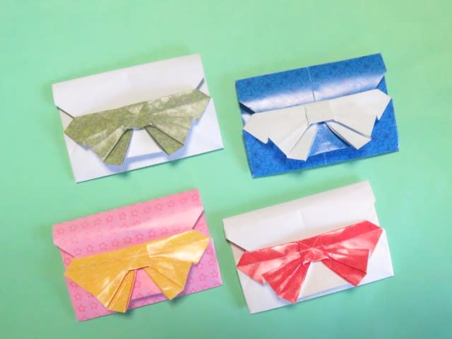 折り紙のリボン付封筒の折り方作り方 創作 創作折り紙の折り方