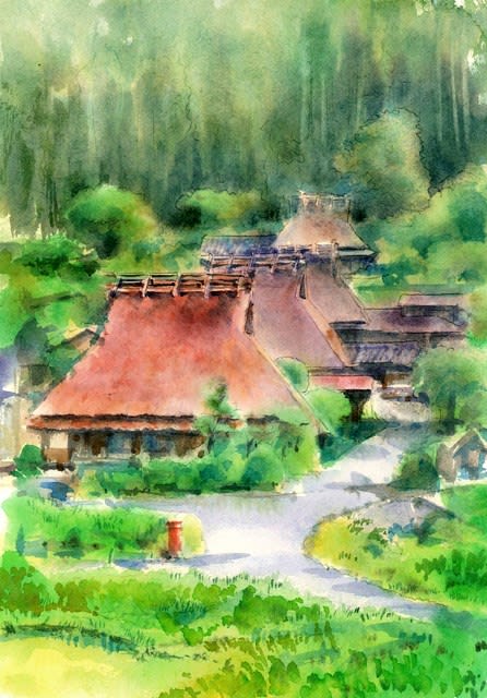 日曜画材研究 透明水彩 京都 深山の茅葺の家 遠景と近景の描き方 のご案内 Sakura Artsalon Osaka