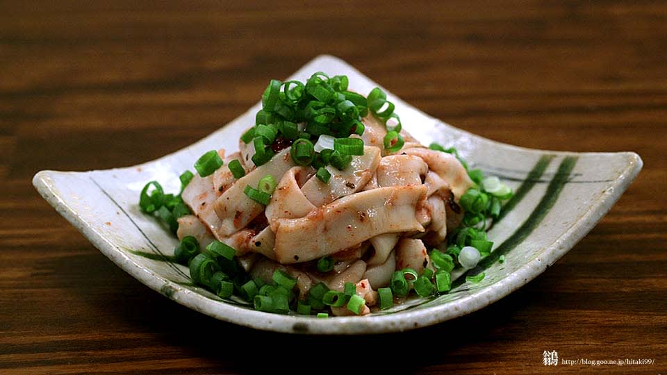 水蛸の叩き梅肉和え 炙り皮焼き 鏡面界 魚食系女子の気まぐれ雑記帖