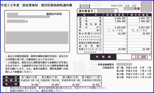 H29 固定資産税通知書 （2017年4月） 年金暮し団塊世代のブログ