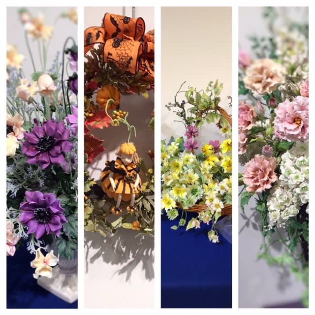 クレイのお花 ルナ フローラ東京ブロック展9月7日まで 粘土で作るお花の教室 ジュンコ フローラ スクール