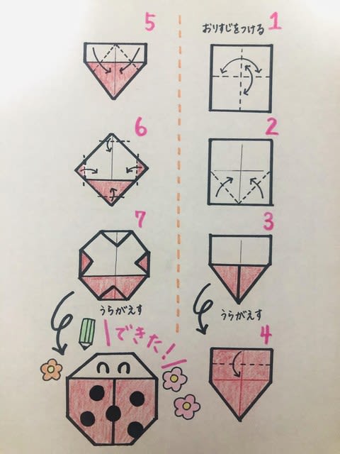 てんとう虫さんの折り紙 喜連幼稚園ブログ