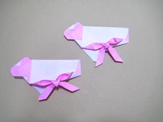 ハートとリボンの箸袋おりがみ 創作折り紙の折り方