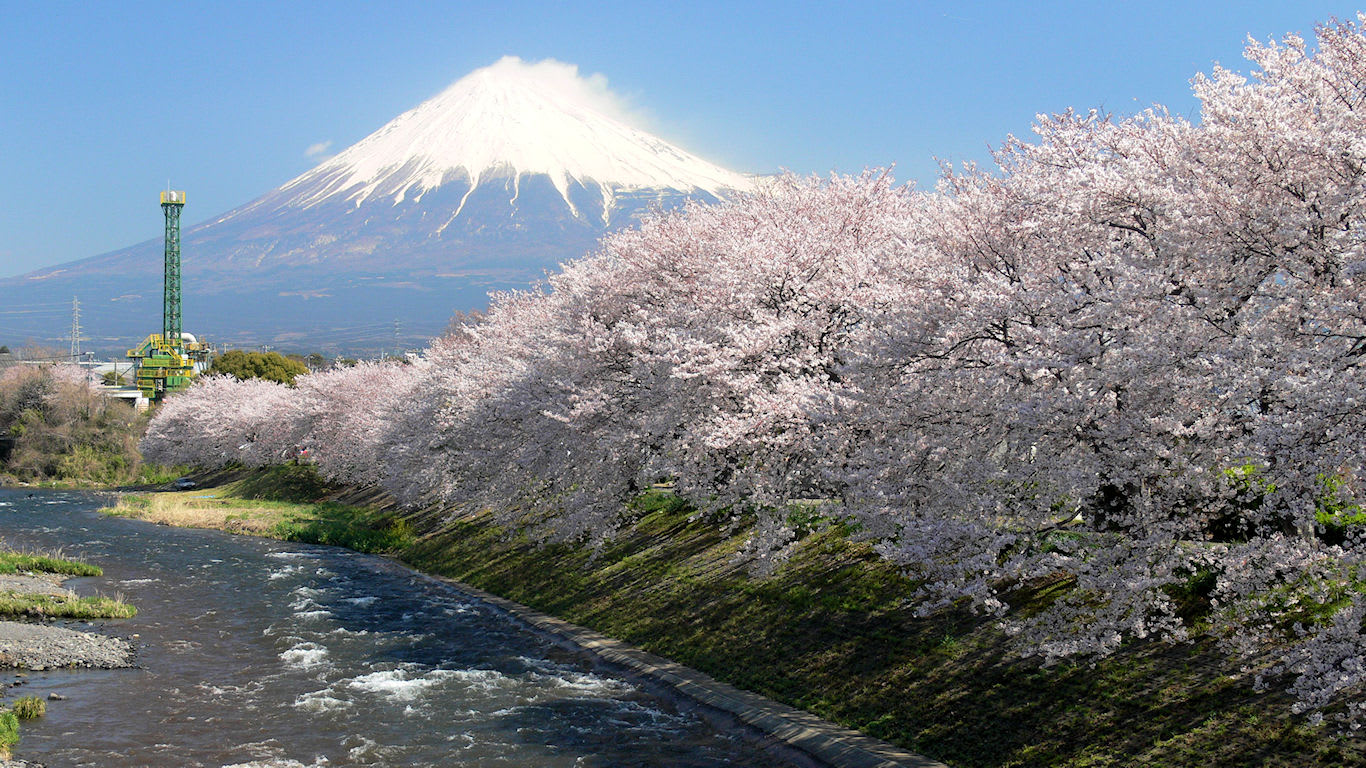 龍厳渕の桜と富士山 パソコンときめき応援団 壁紙写真館