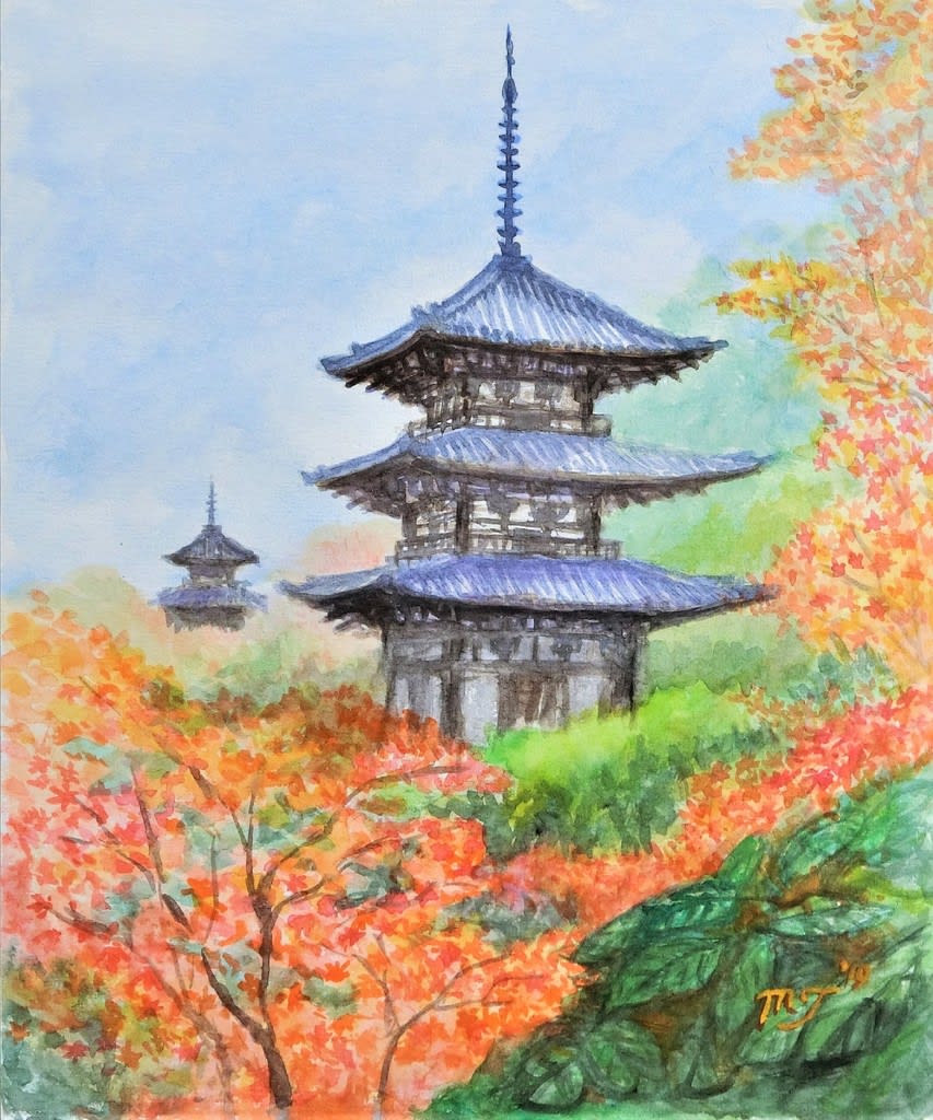 お得クーポン発行中お得クーポン発行中油絵 「斑鳩 法輪寺」SM号 絵画