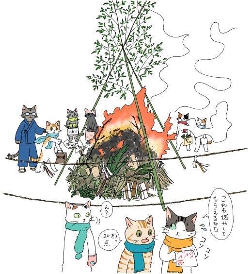 ねこが訪ねる京都 三千院 左義長 猫と千夏とエトセトラ