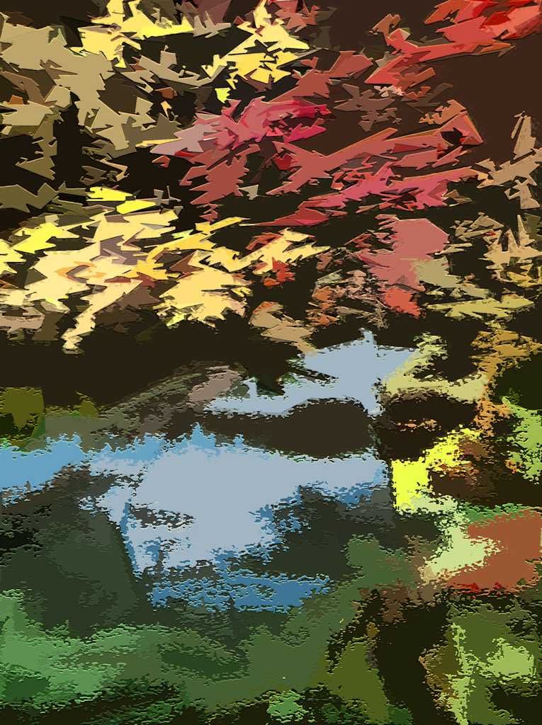 水辺の紅葉 Digital 版画 - 安曇野Web美術館・・Digitalの美術へご招待