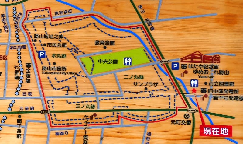 勝山城址付近の地図