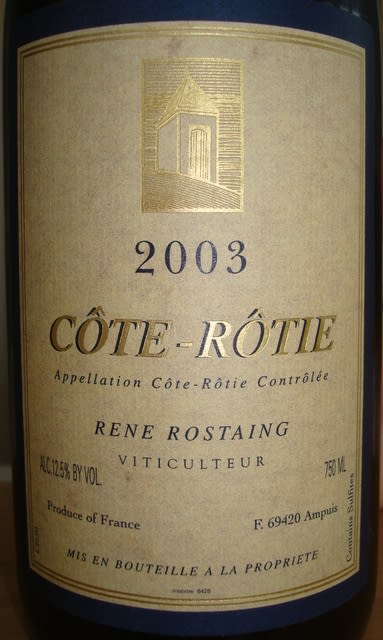 Cote Rotie Rene Rostaing Viticulteur 2003 - 個人的ワインのブログ