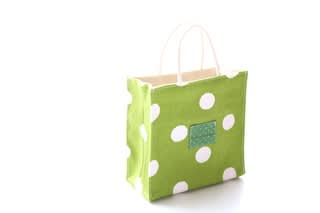 黄緑ドットの紙袋風バッグ ｋｏｍｉｈｉｎａｔａ の手作り 布小物