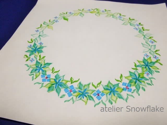 カリグラフィーマーカーで描くフラワーリース 練習 カリグラフィー Atelier Snowflake