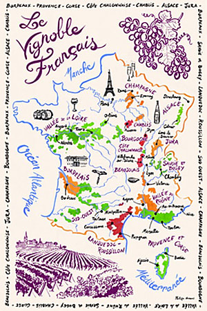 フランスワインの地図キッチンタオル・ティータオル通販